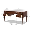 Dauphin Gold Accent 5-Drawer Wood Executive Desk Dark Walnut Ash Wood & Veneer