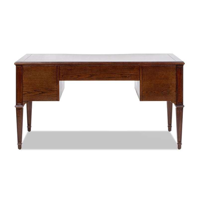 Dauphin Gold Accent 5-Drawer Wood Executive Desk Dark Walnut Ash Wood & Veneer