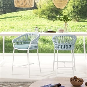 Maiden 27&quot Set of 2 Patio Counter Stool Sky Blue Sunproof Olefin
