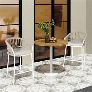 Maiden 27&quot Set of 2 Patio Counter Stool Beige Axroma Olefin