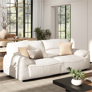 Sorrento 90.5&quot Modular 2-Piece Sofa Creme White Chenille