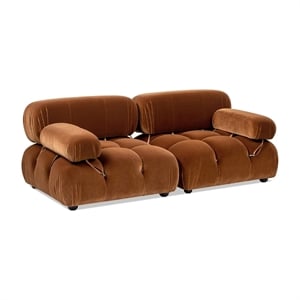 Marcel 72.5&quot Bubble Modular Modern 2-Piece Loveseat Sofa Burnt Orange Velvet