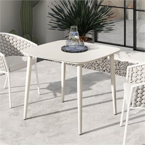 Santorini 33.5&quot Square Outdoor Patio Table Powder White Aluminum