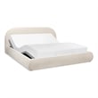 Archie Puffy Grounded Upholstered Platform Bed Oatmeal Light Beige Chenille