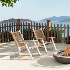 Atlas Adirondack Outdoor Lounge Chair Light Beige Gray Aluminum