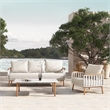 Calarono 2pc Teak & Aluminium Outdoor Sofa and Coffee Table Patio Set Sand Dune