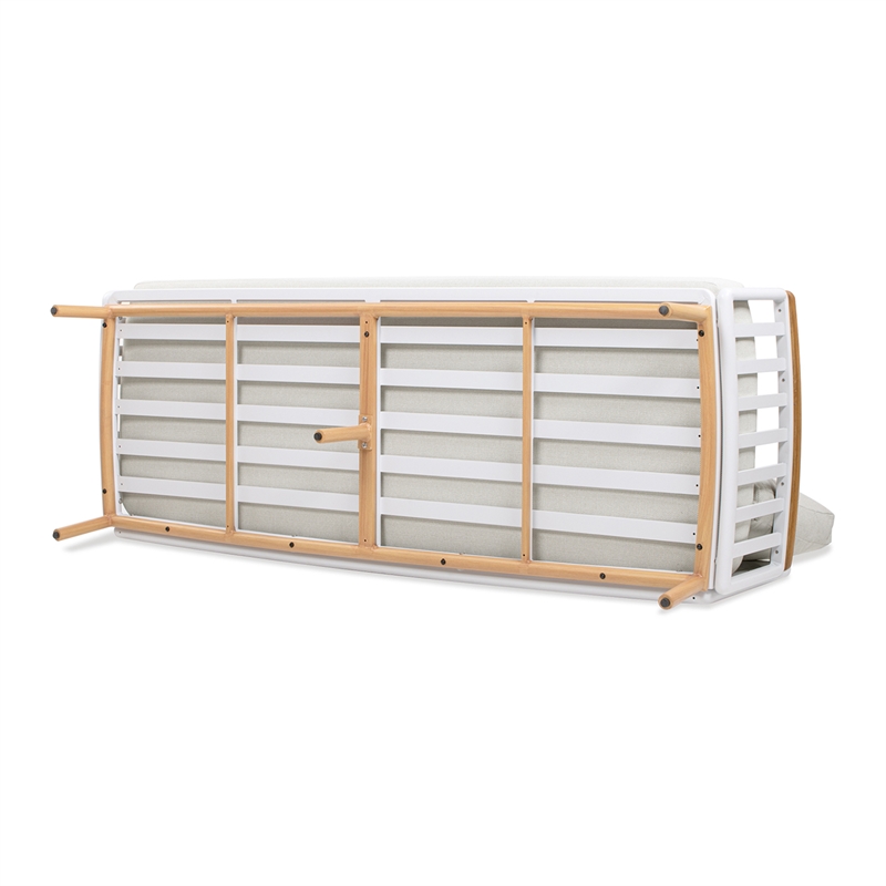 Calarono 2pc Teak & Aluminium Outdoor Sofa and Coffee Table Patio Set Sand Dune