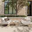 Calarono 2pc Teak & Aluminium Outdoor Sofa and Coffee Table Patio Set Sand Dune