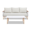 Calarono 2pc Teak & Aluminium Outdoor Sofa and Coffee Table Patio Set Sand Dune