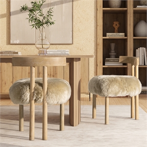 Arden 19.5&quot Genuine Sheepskin Fur Split Back Dining Chair Natural Blonde