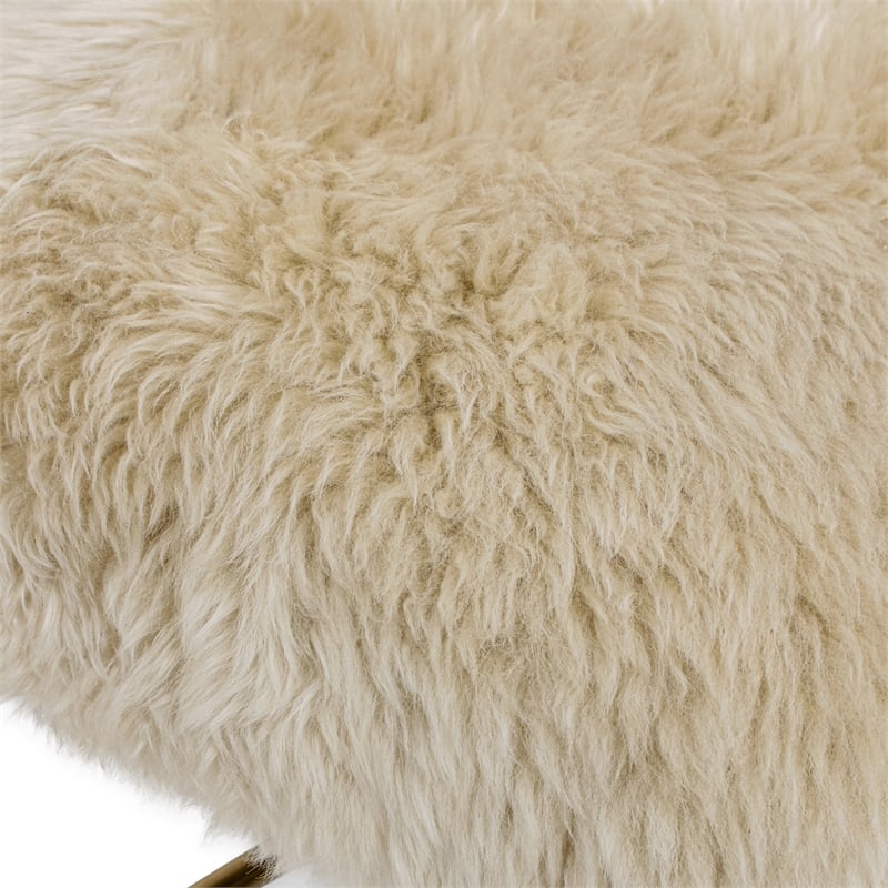 Arden 27.5 Genuine Fur Counter Height Bar Stool Natural Blonde Genuine Fur
