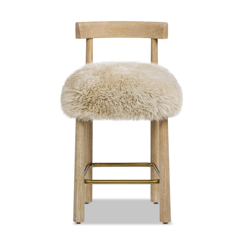 Arden 27.5 Genuine Fur Counter Height Bar Stool Natural Blonde Genuine Fur