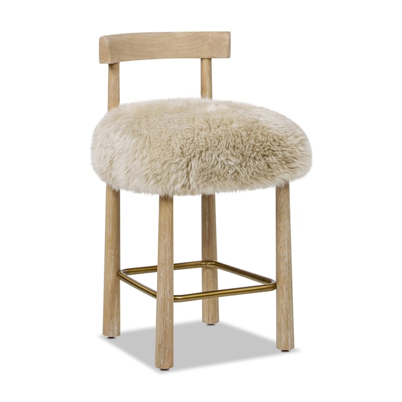 Arden 27.5 Genuine Fur Counter Height Bar Stool Natural Blonde Genuine Fur