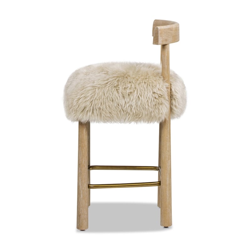 Arden 27.5 Genuine Fur Counter Height Bar Stool Natural Blonde Genuine Fur