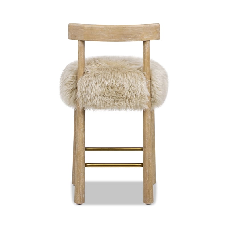 Arden 27.5 Genuine Fur Counter Height Bar Stool Natural Blonde Genuine Fur
