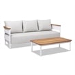 Rhodes 2pc Upholstered Teak & Aluminum Outdoor Sofa and Coffee Table Patio Set