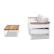 Rhodes 2pc Upholstered Teak & Aluminum Outdoor Sofa and Coffee Table Patio Set