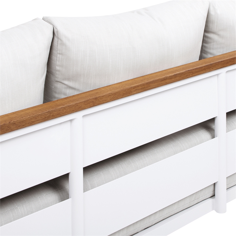 Rhodes 2pc Upholstered Teak & Aluminum Outdoor Sofa and Coffee Table Patio Set