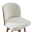 Tomlin Bentwood Upholstered Swivel Counter Stool Set of 2 Off White Boucle