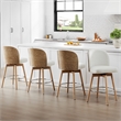 Tomlin Bentwood Upholstered Swivel Counter Stool Set of 2 Off White Boucle