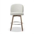Tomlin Bentwood Upholstered Swivel Counter Stool Set of 2 Off White Boucle