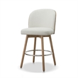Tomlin Bentwood Upholstered Swivel Counter Stool Set of 2 Off White Boucle