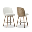 Tomlin Bentwood Upholstered Swivel Counter Stool Set of 2 Off White Boucle