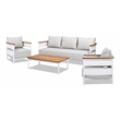 Rhodes 4pc Upholstered Teak & Aluminum Outdoor Patio Conversation Set Gray