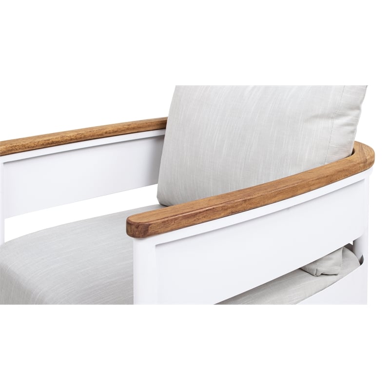 Rhodes 4pc Upholstered Teak & Aluminum Outdoor Patio Conversation Set Gray