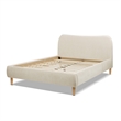 Roman Curved Headboard Upholstered Platform Bed Queen Light Beige Chenille