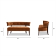 Jared Roll Arm Tufted Bench Settee Burnt Orange Performance Velvet