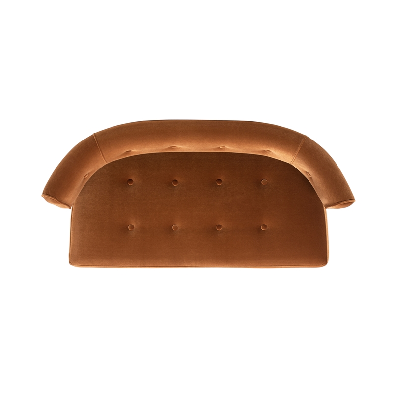 Jared Roll Arm Tufted Bench Settee Burnt Orange Performance Velvet