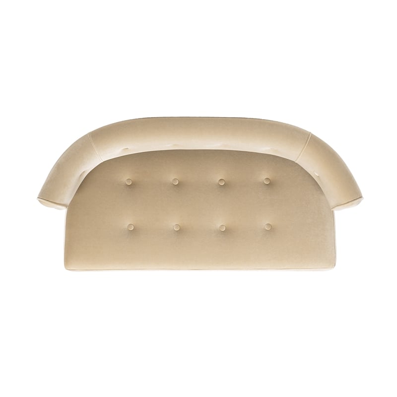 Jared Roll Arm Tufted Bench Settee Fawn Brown Performance Velvet