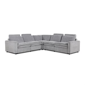 Camden 113&quot Wall Hugger Power Motion 5-Piece Modular Corner Sectional Sofa Gray