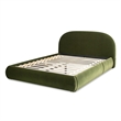 Archie Puffy Grounded Upholstered Platform BedOlive Green Performance Velvet
