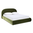 Archie Puffy Grounded Upholstered Platform BedOlive Green Performance Velvet