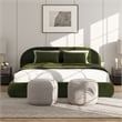 Archie Puffy Grounded Upholstered Platform Bed Olive Green Performance Velvet