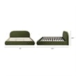 Archie Puffy Grounded Upholstered Platform Bed Olive Green Performance Velvet