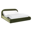 Archie Puffy Grounded Upholstered Platform Bed Olive Green Performance Velvet
