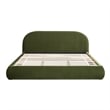 Archie Puffy Grounded Upholstered Platform Bed Olive Green Performance Velvet