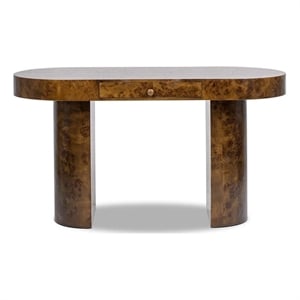 Jesse 55.5&quot Single Drawer Oval Computer Desk Dark Brown Burl Wood