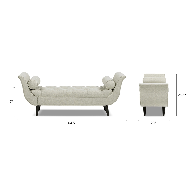 Alma Tufted Flared Arm Entryway Bench Taupe Polyester