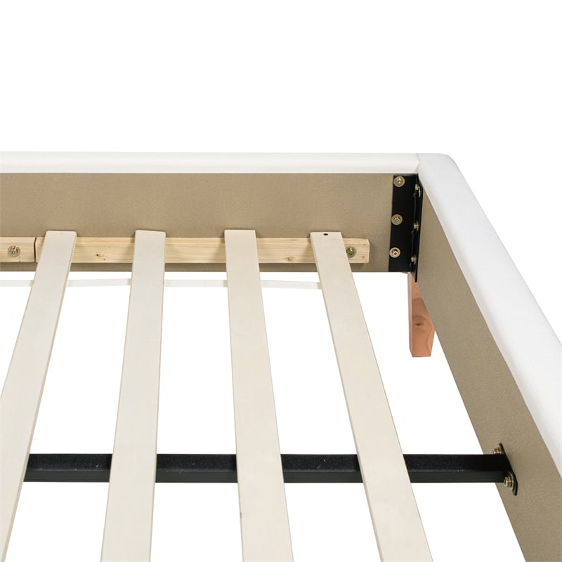 Toscana Queen Upholstered Cane Back Platform Bed Antique White Polyester