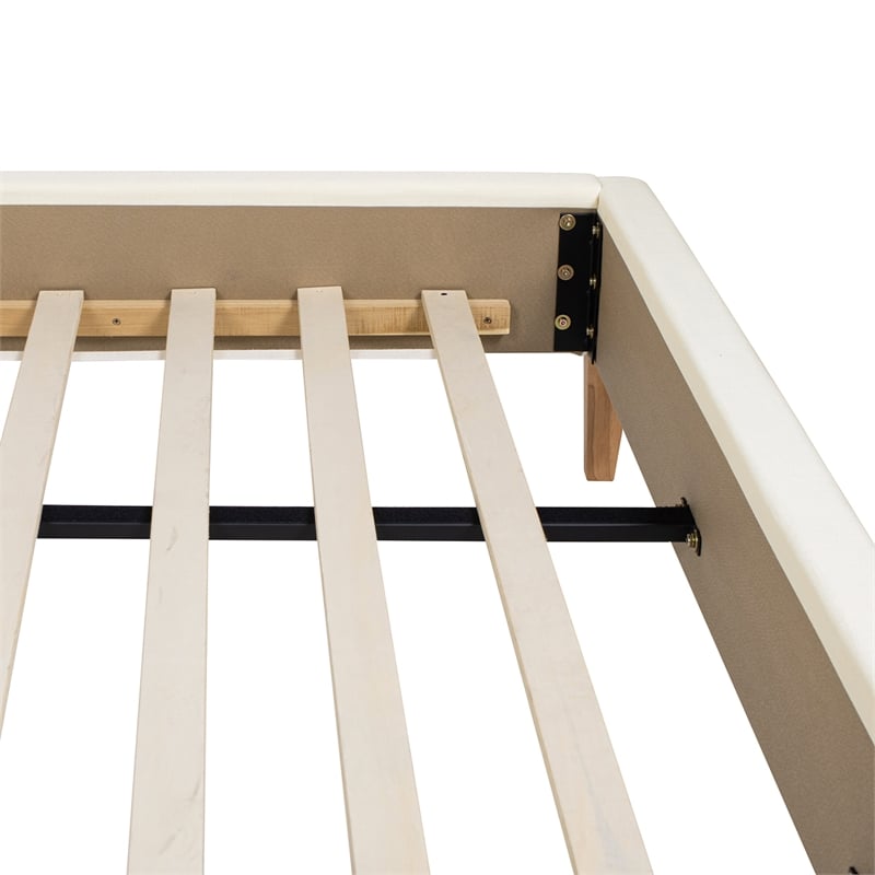 Toscana Queen Upholstered Cane Back Platform Bed Antique White Polyester