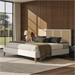 Toscana King Upholstered Cane Back Platform Bed Antique White Polyester
