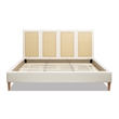 Toscana King Upholstered Cane Back Platform Bed Antique White Polyester