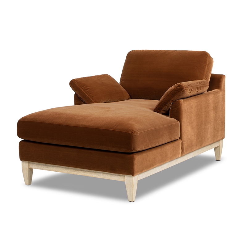 Pasadena Modern Farmhouse Chaise Lounge Chair Burnt Orange Performance Velvet