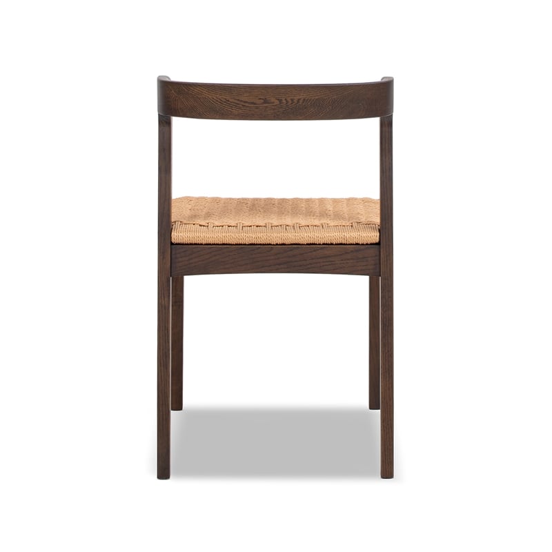 Capri Woven Seat Oak Wood Dining Chair Dark Brown