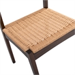 Capri Woven Seat Oak Wood Dining Chair Dark Brown