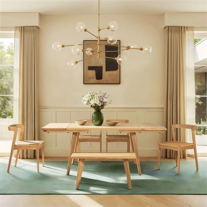 Capri Woven Seat Oak Wood Dining Chair Natural Brown